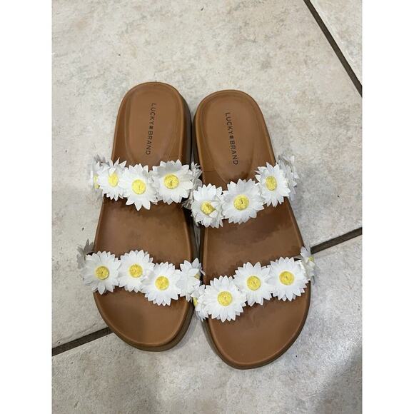 Lucky Brand Womens Pallyon Daisy Slide Sandal Sz 9 Ten Inches Toe To Heel - Picture 1 of 7